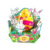 Draeger Paris | Pop-up kaart, 3D -wenskaart met envelop - "Joyeuses Easter" Egg en veelkleurige konijnen - 18 x 11,5 cm Formaat 8400085