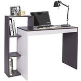 BAKAJI Bureau met boekenkast, 4 planken, werktafel, pc-deur, frame en tafelblad van MDF-hout, inrichting, thuis, kantoor, slaapkamer, afmetingen 110 x 90 x 40 cm (grijs)