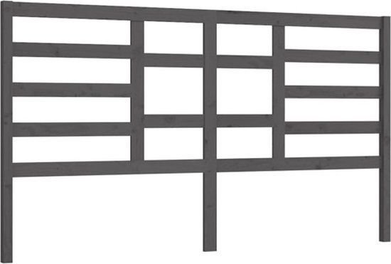 vidaXL Hoofdbord 186x4x104 cm massief grenenhout grijs