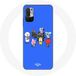 Maniacase Hoesje voor Xiaomi Poco M3 Pro BTS BT21 Tata Chimmy Cooky Rj Koya Shooky Et Mang Jouent De la musique Blauwe Achtergrond