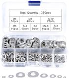 Famanu – Sluitringen assortiment 360 stuks roestvrij staal M2 tot M8 in assortimentsdoos