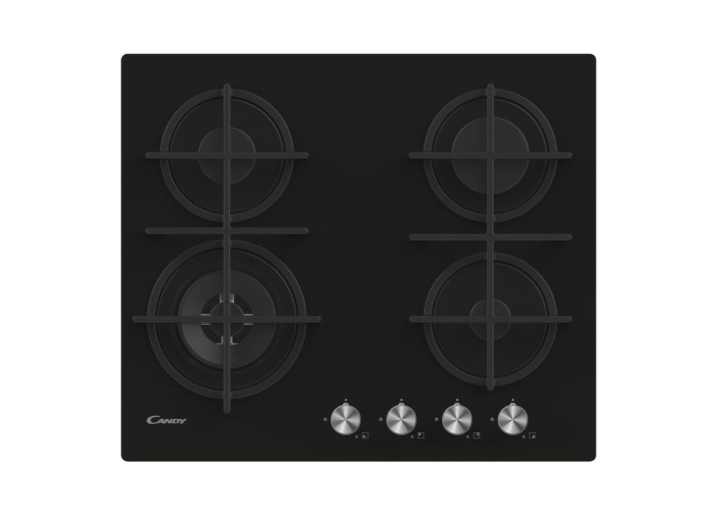 Candy CDK6GF4WEKB - 59.5 cm Gas Hob - Black - Built-in