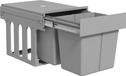 Poubelle pour meuble bas - Poubelle double encastrable - 30 litres (15 litres x 2) - 2 compartiments - Bacs intérieurs amovibles - Montage au sol - Gris clair