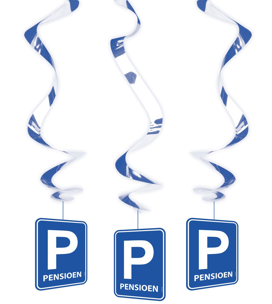 Folat Swirls Pensioen 3 stuks - Feestpakketten - wit, blauw