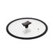 Moneta Plat deksel, siliconen rand en knop, 16 cm, transparant en zwart, 0004124516