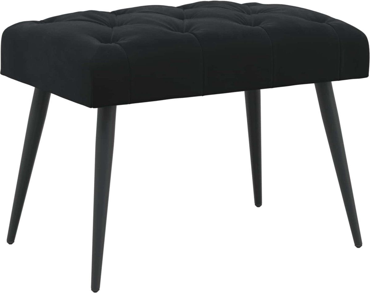 vidaXL Bank met knopen tufting Zwart 60 x 40 x 45 cm Fluweel