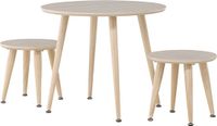 Hioshop Kids eethoek voor kinderen 1 tafel, 2 krukjes whitewash