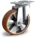 Roue pivotante sans marque, usage intensif - Roue industrielle - Déplacement de meubles - Roulement à billes polyuréthane - 200 mm - Jaune-Orange