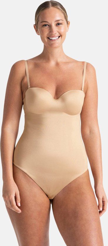 Dorina Strapless corrigerende body dames naadloos - Sublime Sculpt - Shapewear bodysuit met spaghetti bandjes - Huidskleur / 85E