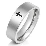 LGT JWLS LGT Jewels Stalen mannen ring Zwart Kruis-21.5mm