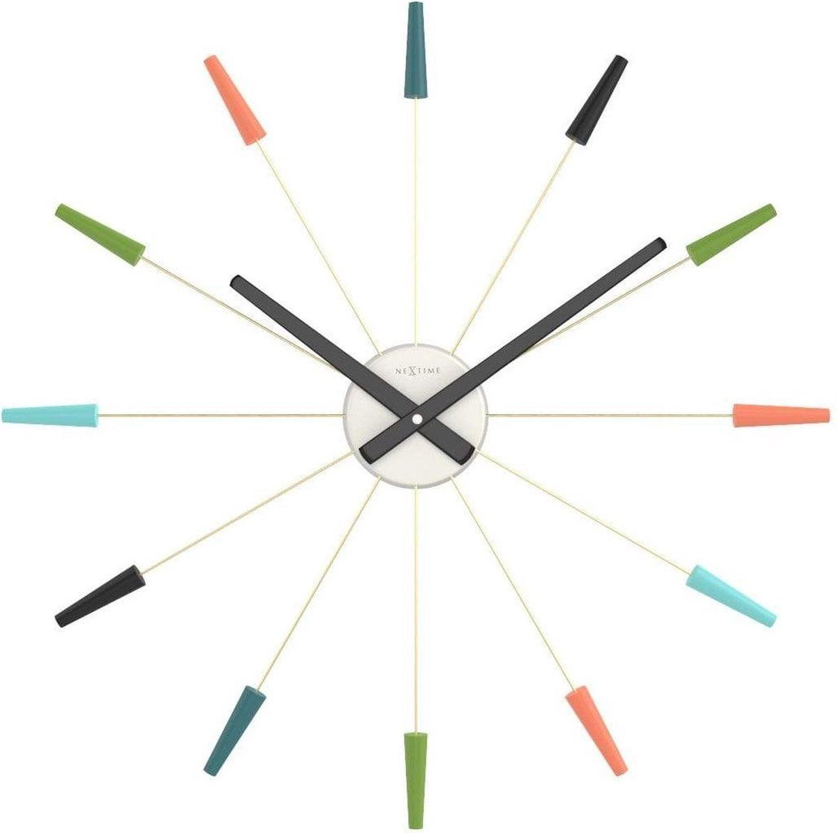 NeXtime Plug Inn Wandklok - Retro Design - 58 cm - Rvs - 8717713027744
