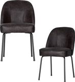 WOOOD Vogue Eetkamerstoelen - Leer - Zwart - Set van 2