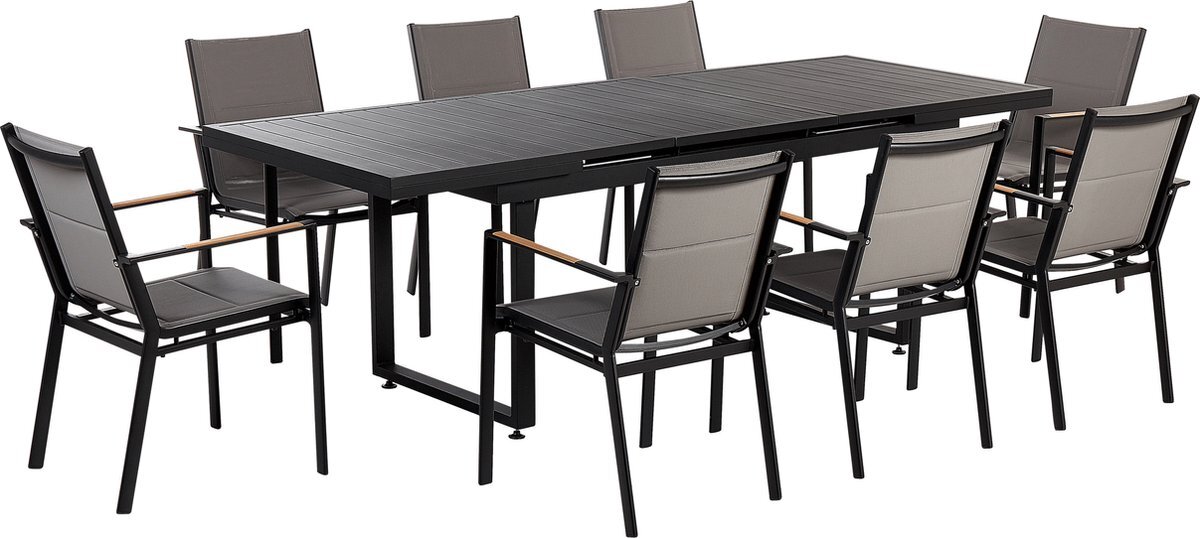 Beliani VALCANETTO/BUSSETO - Dining Set for 8 - Zwart - Aluminium