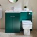 Cluo meuble lavabo et combinaison WC vert foncé, incl. toilette, réservoir caché et lavabo | poignées chromées | version gauche