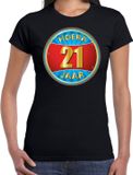Bellatio Decorations Shoppartners Bv 21e verjaardag cadeau t-shirt hoera 21 jaar zwart voor dames - verjaardagscadeau shirt M