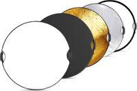 NEEWER Lichtreflector 80 cm met handvat en 3/8 inch schroefdraad, 5-in-1 opvouwbare ronde lichtdiffuser, transparant/zilver/goud/wit/zwart voor fotoverlichting in studio of buiten, RF-110II