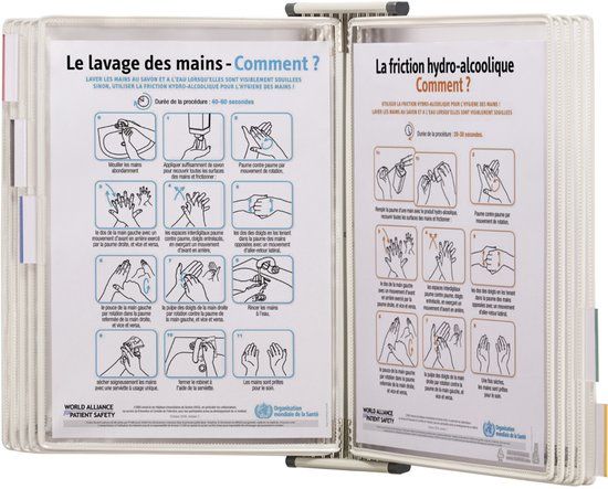 Tarifold Antibacterieel displaypaneelsysteem Sterifold, wandhouder met 10 panelen in A4-formaat, wit