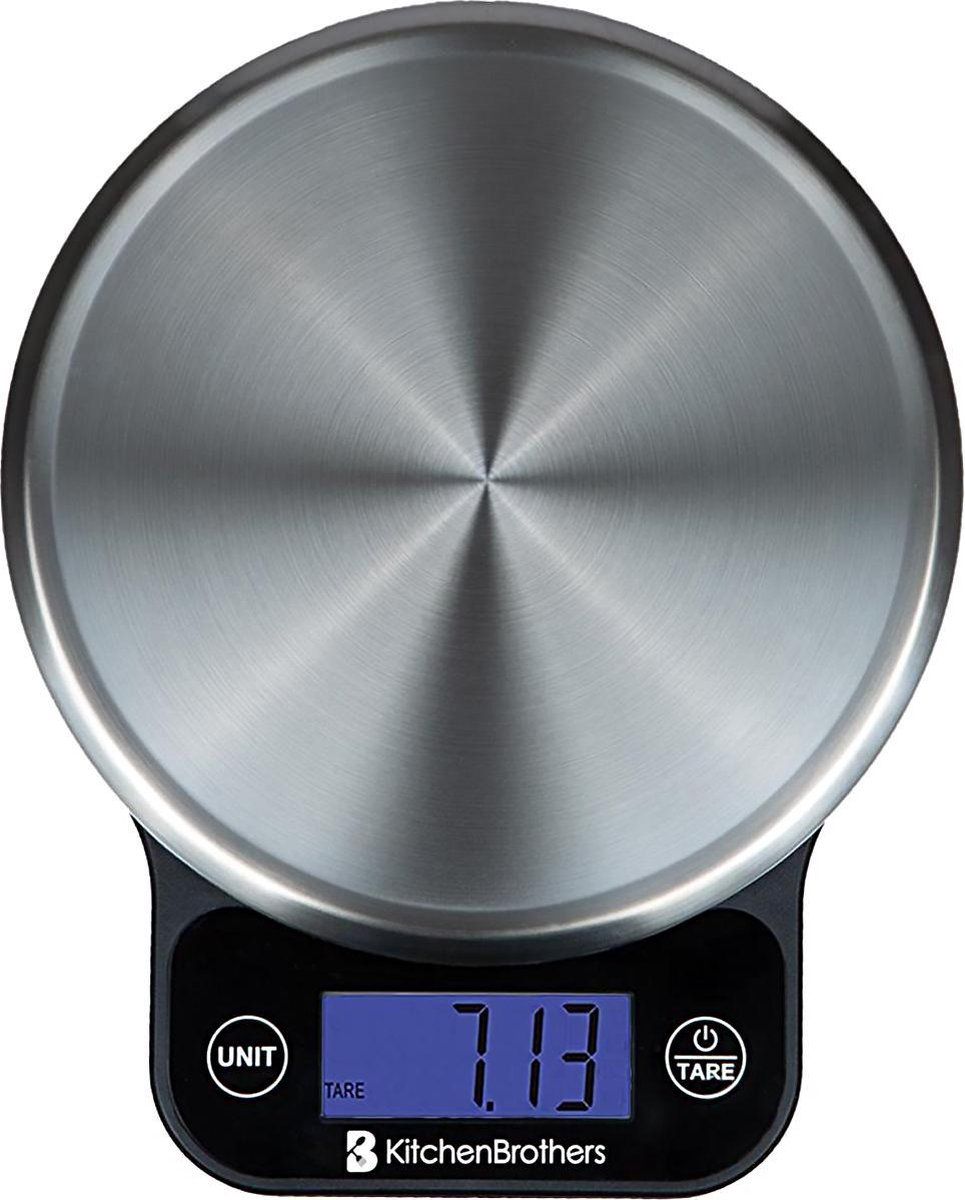 KitchenBrothers Keukenweegschaal - Digitaal - 6 kg - Zwart/RVS