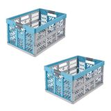 keeeper Vouwkratten ben, robuust en professioneel, met zacht aanvoelende handgrepen, 45 l, blauw (Eco Sky Blue), 2 stuks