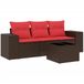 vidaXL Ensemble de banc de jardin 4 pièces avec coussins, polyrotin marron