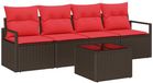 vidaXL Canapé 5 pièces Marron/Rouge Polyrotin