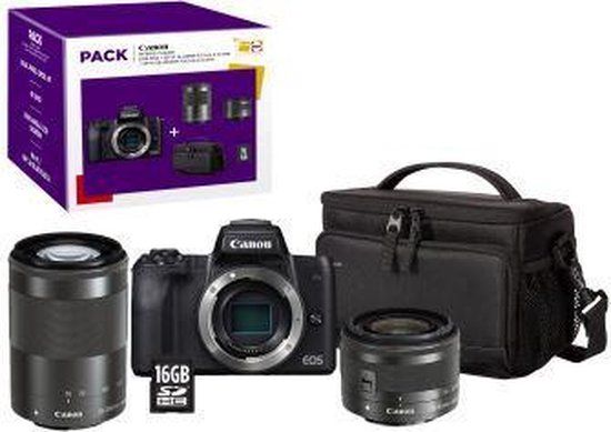 Canon EOS M50 + 15-45MM + 55-200MM + BAG + SD 16GB PACK