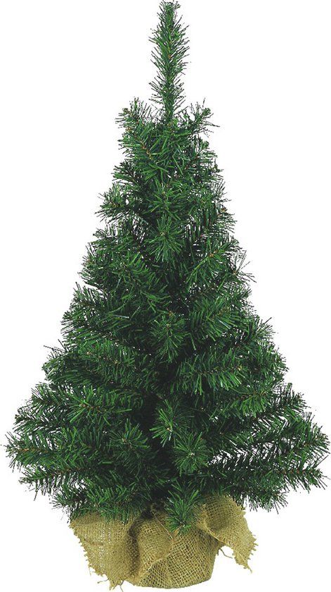 Everlands - Kerstboom - in jute zak - 75 cm - Groen - Kunstkerstboom