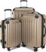 Alex - Set de 3 valises - Valise cabine 55 cm, valise moyenne 65 cm + grande valise 75 cm, coque rigide ABS+PC, TSA, Champagne