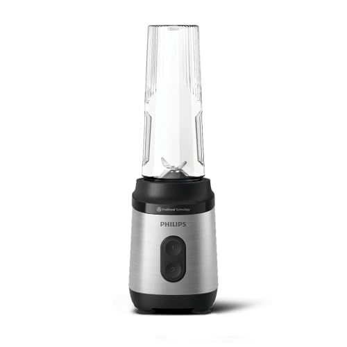Philips Blend&Go 3000 Serie Mini Smoothie Blender – 350W, 0,6L Beker, 4-ster Afneembare Messen, 2 Snelheden, Vaatwasserbestendig, ProBlend Technologie, Compact & Gebruiksvriendelijk, Zilver(HR2671/00)