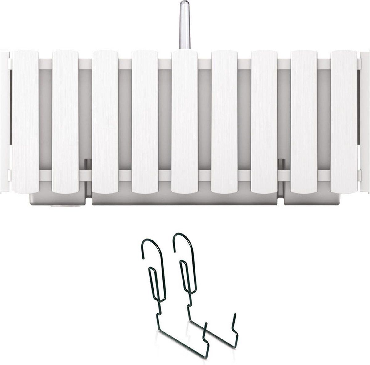 Prosperplast Boardee Fencycase balkonbak met ophanging en irrigatiesysteem bloembak bloempot met haak plantenbak 38cm wit