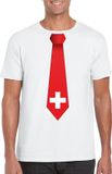 Bellatio Decorations Shoppartners Bv Wit t-shirt met Zwitserse vlag stropdas heren - Zwitserland supporter S