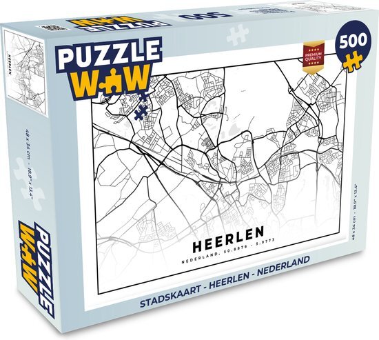 MuchoWow Puzzel Stadskaart - Heerlen - Nederland - Legpuzzel - Puzzel 500 stukjes - Plattegrond