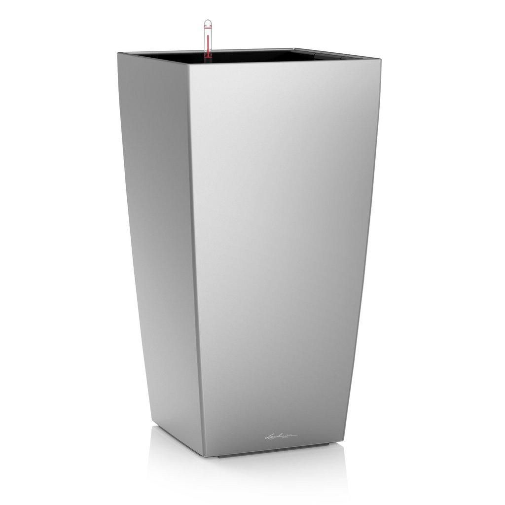 LECHUZA Cubico 22 Table Planter - Silver - Polypropylene (PP) - 6L