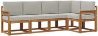 vidaXL Acacia Hout Hoek Loungeset 5-zits Natuurlijk en Lichtgrijs