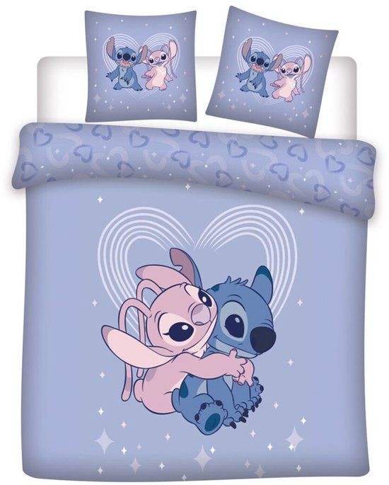 4KidsOnly Disney Lilo & Stitch Dekbedovertrek, Angel love - Lits Jumeaux - 240 x 220 cm - Polykatoen