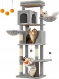 Feandrea Euziel GmbH Grote Kattenkrabpaal 175cm, Grijs, met 2 Holletjes & Hamac