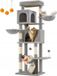 Euziel GmbH Grand poteau griffoir pour chat 175cm, Gris, avec 2 tanières & hamac