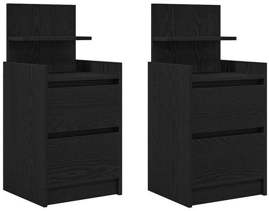 vidaXL Nachtkastjes met 2 lades 2 st 38x34x80 cm zwart