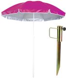 Merkloos Parasol met metalen grondharing van 45 cm - fuchsia roze - polyester - Dia 150 cm - verstelbaar