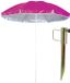 Merkloos Parasol met metalen grondharing van 45 cm - fuchsia roze - polyester - Dia 150 cm - verstelbaar