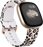 Strap-it Lucky Leopard Siliconen bandje - Luipaard print - Geschikt voor Fitbit Versa 3 en Fitbit Sense