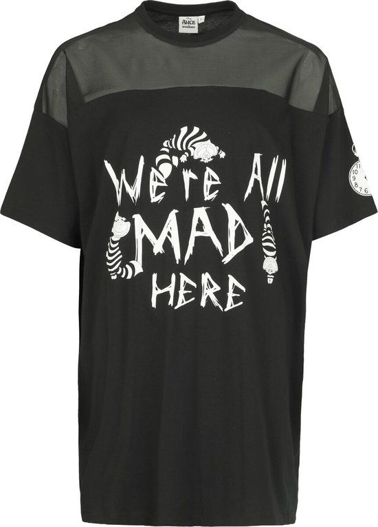 Alice In Wonderland Cheshire Cat - We're All Mad Here Dames T-shirt - Zwart - 3XL
