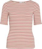 VILA VILOPES BOAT NECK 2/4 TOP/TES Dames T-shirts L Katoen/Polyester/Viscose Gestreepte top rood