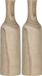 Mica Decorations Vaas - 2x - flesvormig - paulownia hout - bruin - 14 x 47 cm - woondecoratie