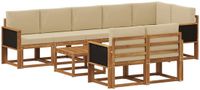 vidaXL Hoek loungeset 8 zitplaatsen Polyester Natuurlijk en Beige