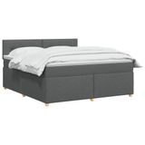 vidaXL Boxspringbed met matras, donkergrijs, 140 x 190 cm, stof