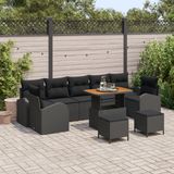 vidaXL Tuinbank - Set - 10 - st - Zwart - poly - rattan