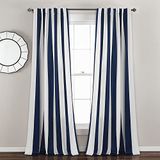 Lush Decor Wilbur Streep Licht Filteren Raamgordijn Paneel Paar, 84" Lang x 52" Breed, Navy