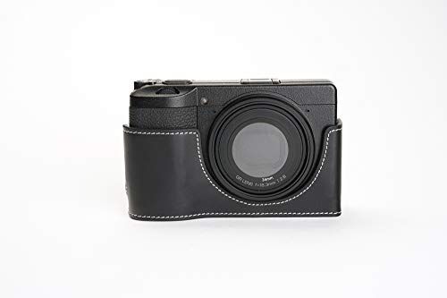 Zakao Ricoh GR III Hoes, Handgemaakte Echt Lederen Half Camera Hoesje Hoes voor Ricoh GR III GR3 Onderste Opening Versie Met Hand Band, Zwart