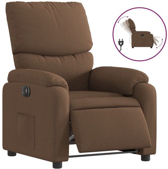 vidaXL Fauteuil verstelbaar elektrisch stof bruin